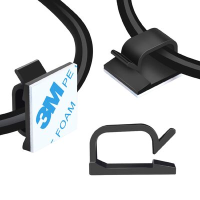 Guter Preis XZH Weiße Klebe-Kabelclips & Organizer vom Typ R aus Industriellen Nylon mit Drahtaufhängern für Kabel und Kabelmanagement Online